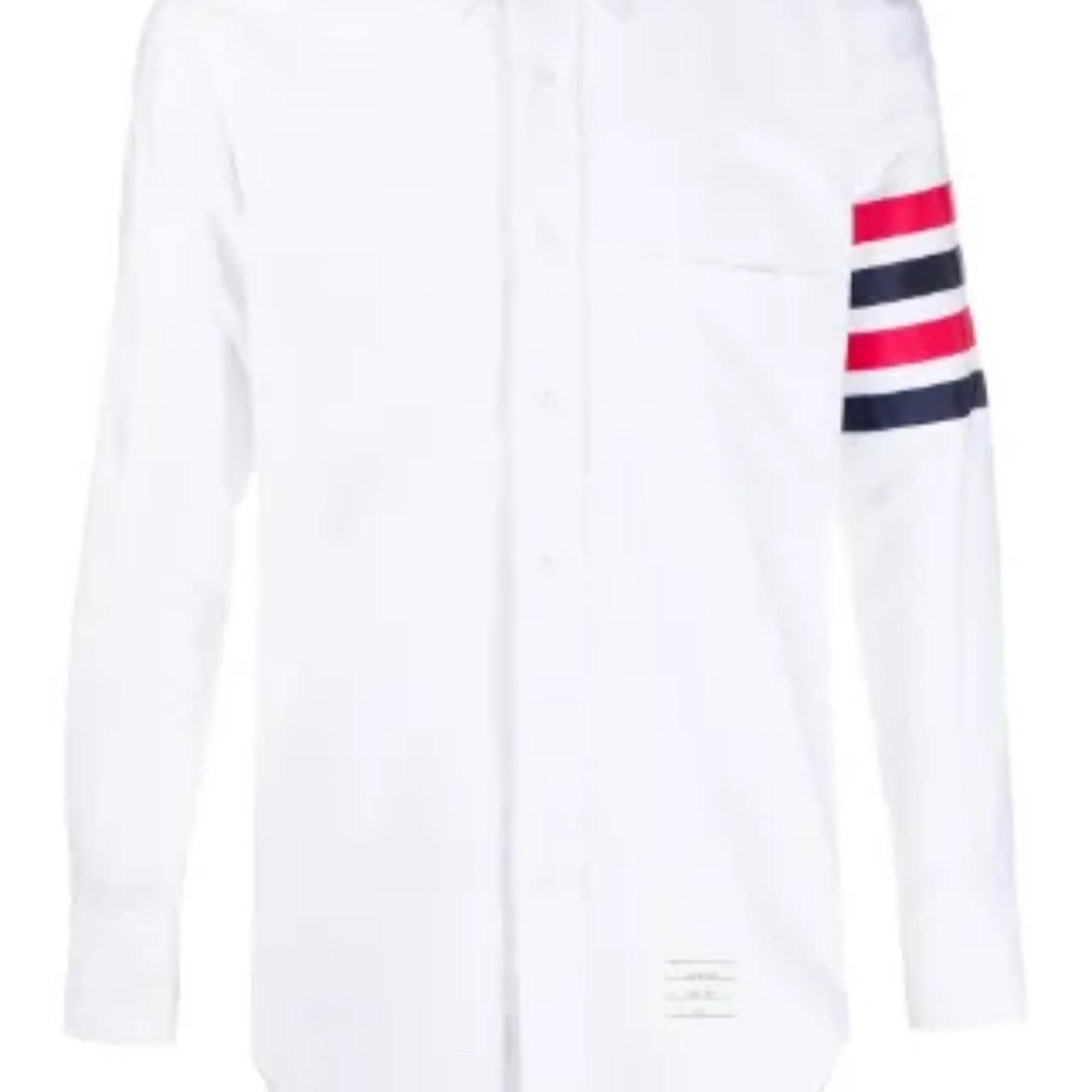 Thom Browne White Shirt with Red and Blue Striped Sleeve size 2 SM PRISTINE